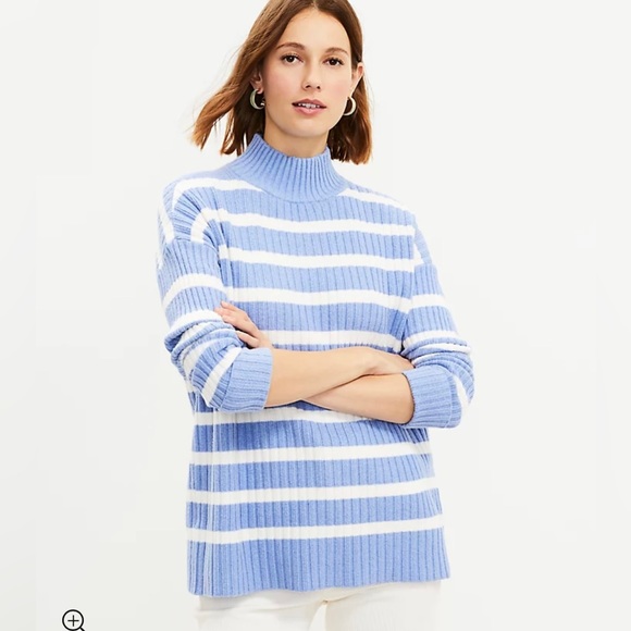 LOFT | Sweaters | Loft Striped Ribbed Poncho Tunic Sweater Nwt | Poshmark